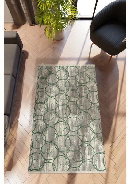 Modern Geometrik Gri Dijital Baskı Halı Kaydırmaz Ince Yıkanabilir