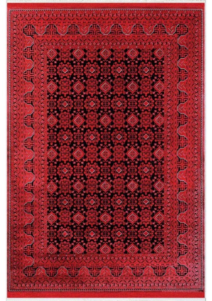 Salon Halısı Kilim Desenli Otantik Eskitme Bordo Kaydırmaz Kesme Yıkanabilir Ince Halı Tüysüz Kilim