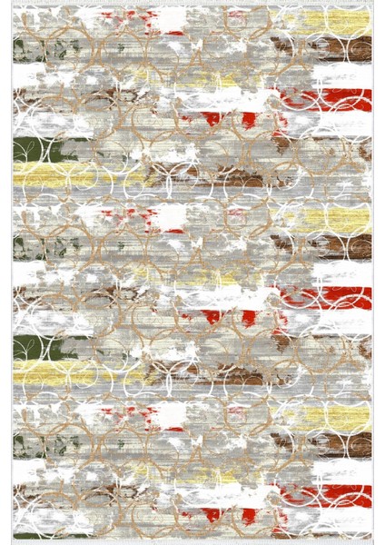 Salon Halısı Modern Geometrik Gri Yeşil Kırmızı Sarı Kaydırmaz Yıkanabilir Ince Halı Tüysüz Kilim