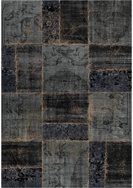 Modern Patchwork Gri Dijital Baskı Halı Kaydırmaz Ince Yıkanabilir fiyatları