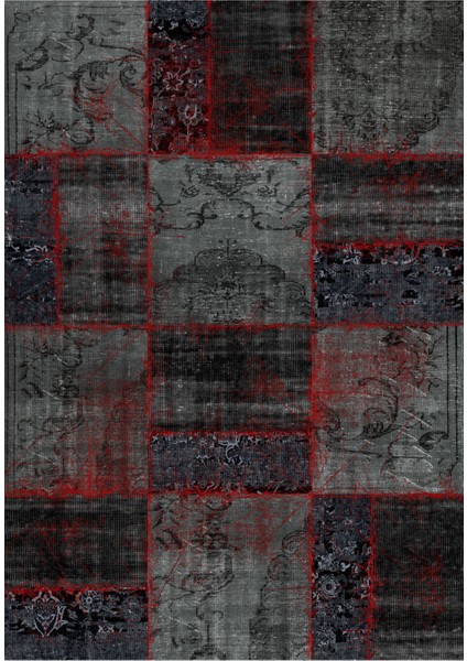 Modern Patchwork Siyah Dijital Baskı Halı Kaydırmaz Ince Yıkanabilir fiyatları