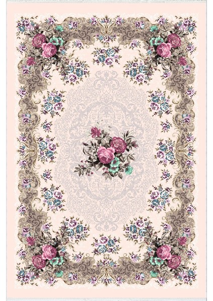 Salon Halısı Figürlü Çiçekli Gül Desenli Pembe Kaydırmaz Kesme Yıkanabilir Ince Halı Tüysüz Kilim fiyatları
