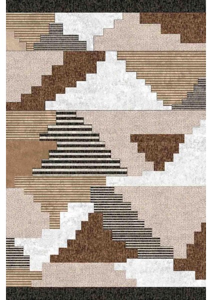 Modern Geometrik Krem Dijital Baskı Halı Kaydırmaz Ince Yıkanabilir fiyatları