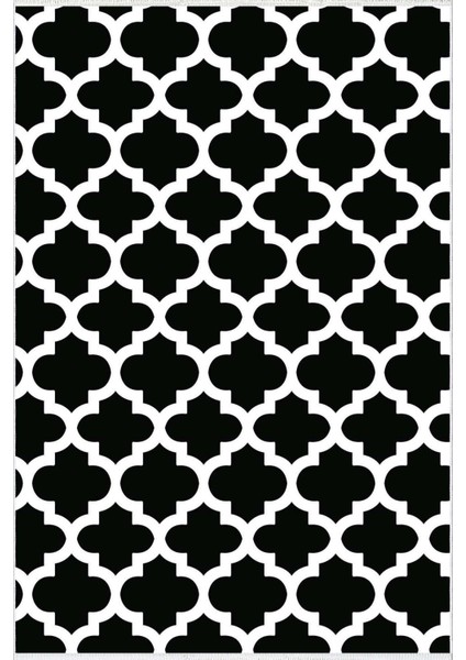 Salon Halısı Modern Geometrik Fas Siyah Beyaz Kaydırmaz Yıkanabilir Ince Halı Tüysüz Kilim fiyatları