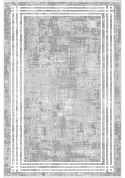 Salon Halısı Modern Çizgili Gri Kaydırmaz Kesme Yıkanabilir Ince Halı Tüysüz Kilim