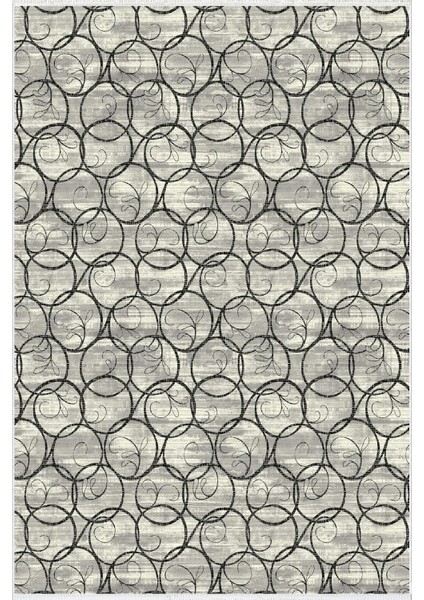 Salon Halısı Modern Geometrik Siyah Gri Kaydırmaz Kesme Yıkanabilir Ince Halı Tüysüz Kilim