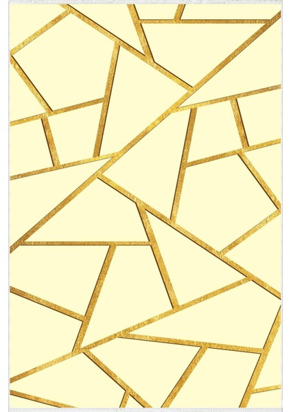 Salon Halısı Modern Geometrik Altın Krem Gold Kaydırmaz Kesme Yıkanabilir Ince Halı Tüysüz Kilim fiyatları