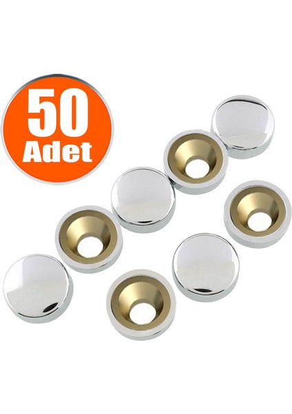 Dekoratif Vida Kapağı Kapatıcı 20 Mm Parlak Krom Vida Tapası Tıpası (50 Adet)