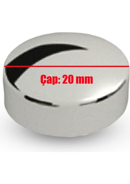Dekoratif Vida Kapağı Kapatıcı 20 Mm Parlak Krom Vida Tapası Tıpası (50 Adet)