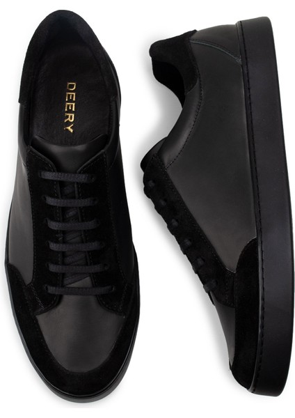 Deri Siyah Sneaker Erkek Ayakkabı fırsatları