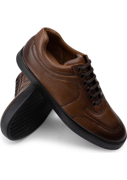 Deri Taba Rengi Sneaker Erkek Ayakkabı modelleri