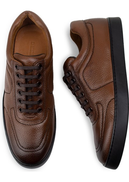Deri Taba Rengi Sneaker Erkek Ayakkabı fırsatları