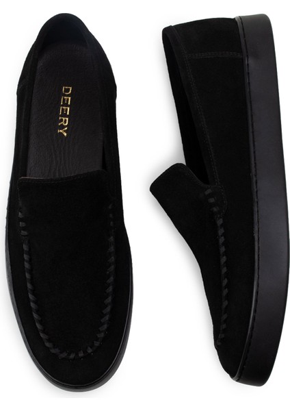 Süet Siyah Loafer Erkek Ayakkabı