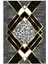 Salon Halısı Modern Geometrik Altın Gold Gri Kaydırmaz Kesme Yıkanabilir Ince Halı Tüysüz Kilim 2