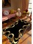 Salon Halısı Klasik Modern Gold Altın Siyah Matalik Kaydırmaz Yıkanabilir Ince Halı Tüysüz Kilim 1