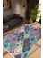 Salon Halısı Modern Patchwork Mor Beyaz Turkuaz Kaydırmaz Kesme Yıkanabilir Ince Halı Tüysüz Kilim 1