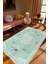 Salon Halısı Figürlü Çiçekli Turkuaz Kaydırmaz Kesme Yıkanabilir Ince Halı Tüysüz Kilim 1
