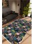 Salon Halısı Figürlü Çiçekli Metalik Yeşil Kaydırmaz Kesme Yıkanabilir Ince Halı Tüysüz Kilim 1