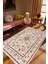 Figürlü Çiçekli Kilim Motifli Kahverengi Ekru Kaydırmaz Kesme Yıkanabilir Ince Halı 1