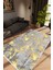 Salon Halısı Modern Çizgili Altın Gold Gri Sarı Kaydırmaz Kesme Yıkanabilir Ince Halı Tüysüz Kilim 1