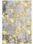 Salon Halısı Modern Çizgili Altın Gold Gri Sarı Kaydırmaz Kesme Yıkanabilir Ince Halı Tüysüz Kilim 2