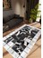 Salon Halısı Eskitme Patchwork Gümüş Siyah Gri Beyaz Kaydırmaz Yıkanabilir Ince Halı Tüysüz Kilim 1
