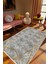 Salon Halısı Eskitme Geometrik Altın Gri Metalik Kaydırmaz Kesme Yıkanabilir Ince Halı Tüysüz Kilim 1