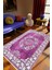 Salon Halısı Klasik Eskitme Mor Beyaz Kaydırmaz Kesme Yıkanabilir Ince Halı Tüysüz Kilim 1