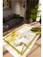 Salon Halısı Çiçekli Gold Ekru Beyaz Altın Kaydırmaz Yıkanabilir Ince Halı Tüysüz Kilim 1