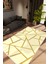 Salon Halısı Modern Geometrik Altın Krem Gold Kaydırmaz Kesme Yıkanabilir Ince Halı Tüysüz Kilim 1