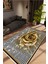 Salon Halısı Çiçekli Gül Desen Kahverengi Beyaz Siyah Metalik Kaydırmaz Yıkanabilir Ince Halı Kilim 1