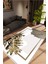 Salon Halısı Çiçekli Metalik Beyaz Krem Vizon Kaydırmaz Yıkanabilir Ince Halı Tüysüz Kilim 1