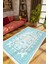 Salon Halısı Figürlü Çiçekli Mavi Beyaz Kaydırmaz Kesme Yıkanabilir Ince Halı Tüysüz Kilim 1
