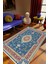 Salon Halısı Salon Halısı Eskitme Mavi Bordo Ekru Kaydırmaz Kesme Yıkanabilir Ince Halı Tüysüz Kilim 1