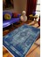 Salon Halısı Klasik Eskitme Lacivert Mavi Kaydırmaz Kesme Yıkanabilir Ince Halı Tüysüz Kilim 1