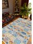 Salon Halısı Otantik Eskitme Patchwork Mavi Kaydırmaz Kesme Yıkanabilir Ince Halı Tüysüz Kilim 1