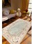 Salon Halısı Figürlü Çiçekli Mavi Ekru Kaydırmaz Kesme Yıkanabilir Ince Halı Tüysüz Kilim 1