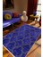 Salon Halısı Eskitme Klasik Fas Desen Lacivert Beyaz Kaydırmaz Yıkanabilir Ince Halı Tüysüz Kilim 1