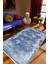 Salon Halısı Klasik Eskitme Mavi Kaydırmaz Kesme Yıkanabilir Ince Halı Tüysüz Kilim 1