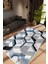 Salon Halısı Modern Geometrik Mavi Gri Siyah Kaydırmaz Kesme Yıkanabilir Ince Halı Tüysüz Kilim 1