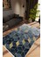 Salon Halısı Modern Geometrik Lacivert Gri Mavi Metalik Kaydırmaz Yıkanabilir Ince Halı Tüysüz Kilim 1