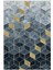 Salon Halısı Modern Geometrik Lacivert Gri Mavi Metalik Kaydırmaz Yıkanabilir Ince Halı Tüysüz Kilim 2