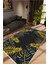 Salon Halısı Figürlü Çiçekli Altın Siyah Gold Lacivert Kaydırmaz Yıkanabilir Ince Halı Tüysüz Kilim 1