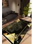 Salon Halısı Modern Geometrik Altın Siyah Gold Kaydırmaz Kesme Yıkanabilir Ince Halı Tüysüz Kilim 1