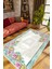Salon Halısı Çiçekli Beyaz Krem Turkuaz Pembe Kaydırmaz Yıkanabilir Ince Halı Tüysüz Kilim 1