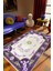 Salon Halısı Figürlü Çiçekli Mor Beyaz Kaydırmaz Kesme Yıkanabilir Ince Halı Tüysüz Kilim 1