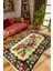 Salon Halısı Çiçekli Bej Krem Kırmızı Pembe Kaydırmaz Yıkanabilir Ince Halı Tüysüz Kilim 1