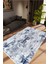 Salon Halısı Doku Eskitme Mavi Beyaz Kaydırmaz Kesme Yıkanabilir Ince Halı Tüysüz Kilim 1