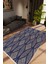 Salon Halısı Modern Geometrik Lacivert Krem Kaydırmaz Kesme Yıkanabilir Ince Halı Tüysüz Kilim 1