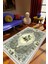 Salon Halısı Çiçekli Gül Kilim Motifi Yeşil Kaydırmaz Yıkanabilir Ince Halı Tüysüz Kilim 1